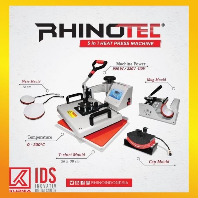 RHINOTEC MESIN PRESS SABLON 5 IN 1 (RTM - 01) ORIGINAL DAN TERPERCAYA