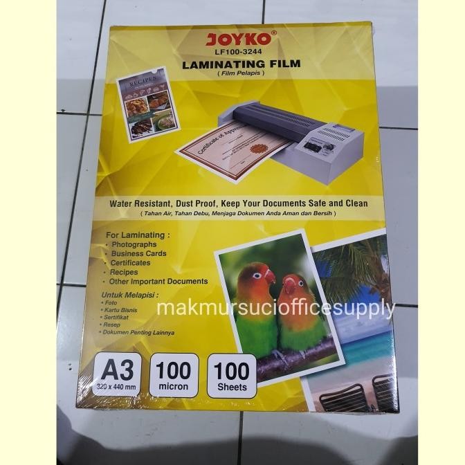 

TERBARU - plastik plastic laminating joyko A3 100 micron