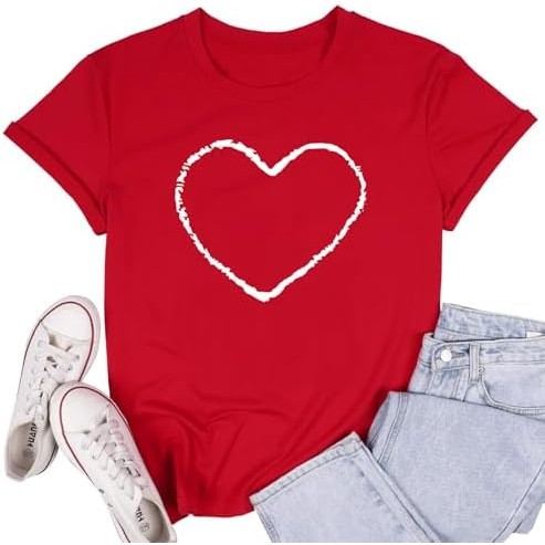 Kaos Grafis Hati Cinta untuk Wanita Kaos Hari Valentine Gadis Remaja Kaos Hadiah Kekasih Lucu |IsSek