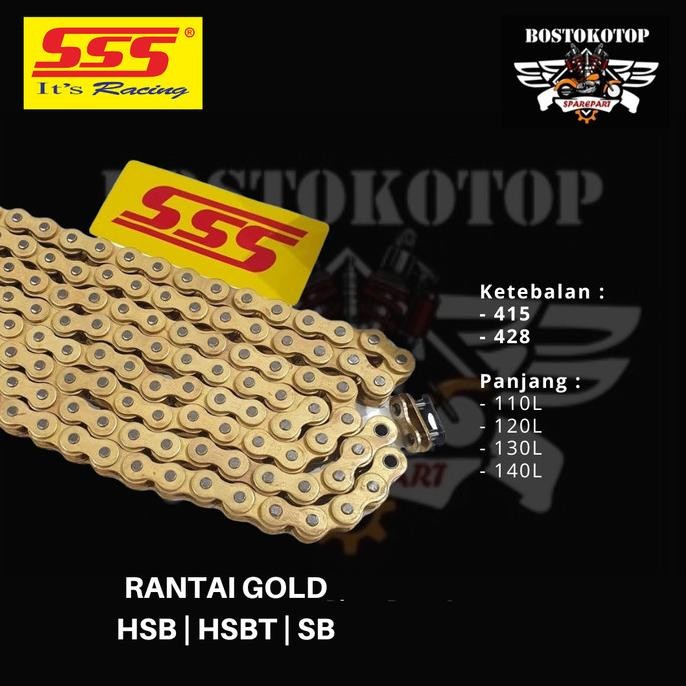TERMURAH - SSS Rantai Rante Gold Emas 428 415 520 SB HSB HSBT 110L 120L 130L 140L