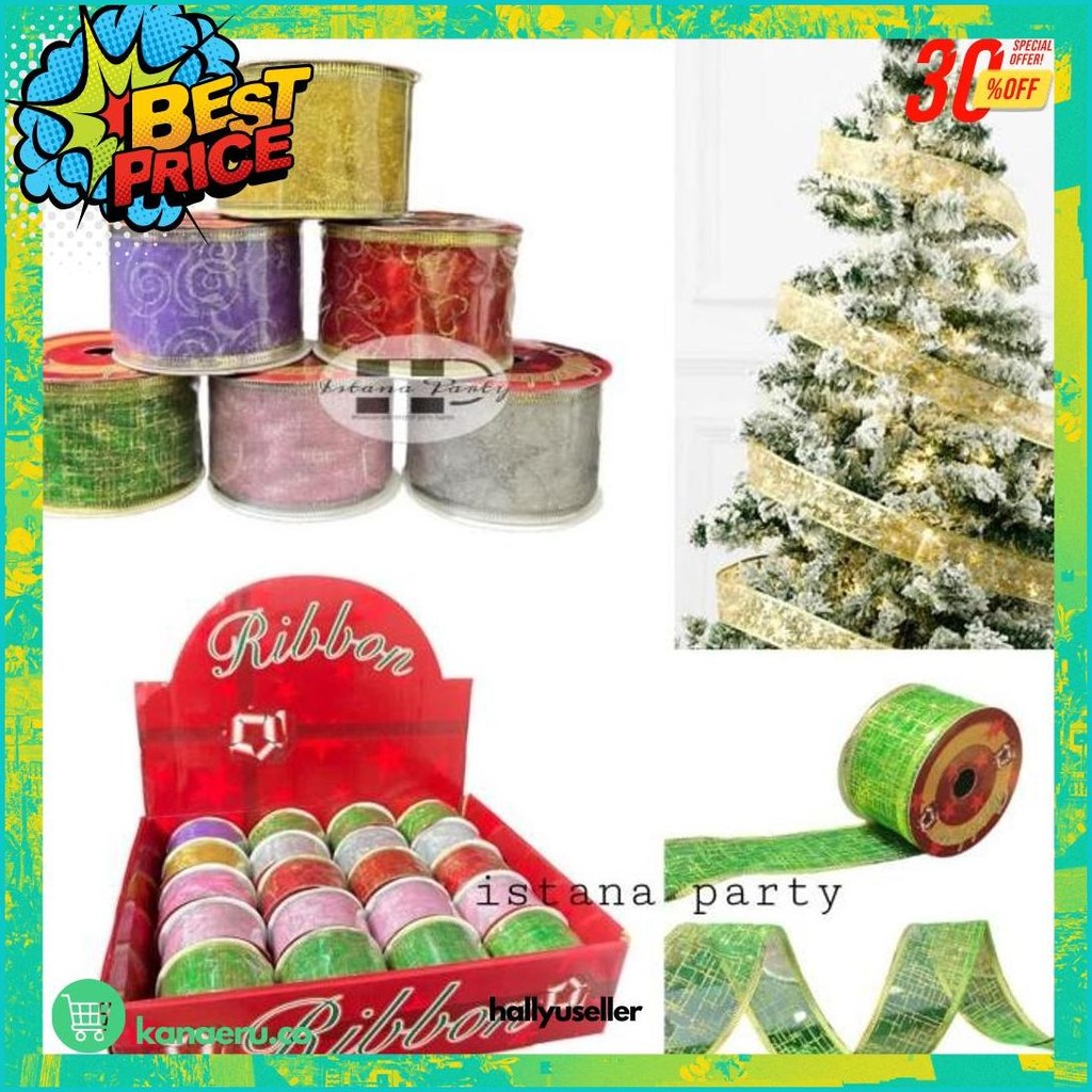 

Pita Natal Rol / Dekorasi Hiasan Pohon Natal / Pita Kawat Motif 2,7 M Cod