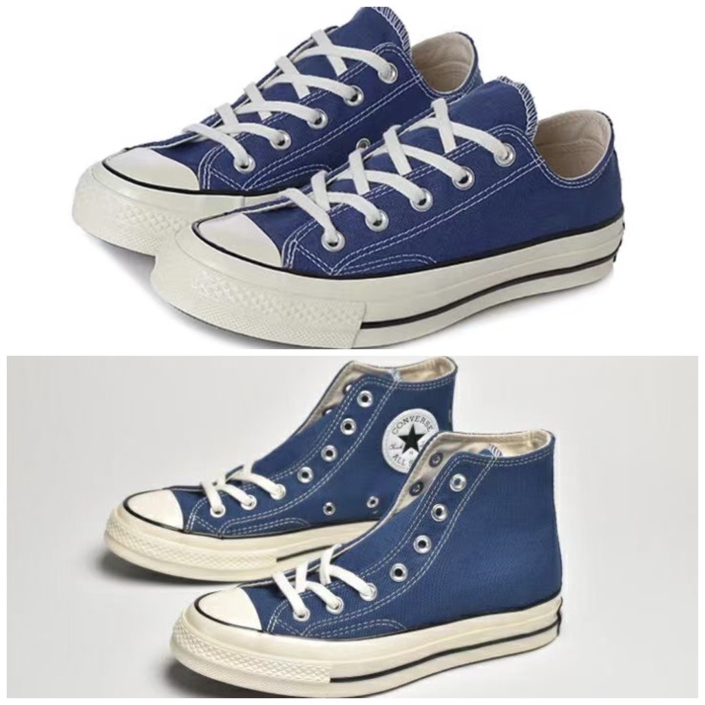 Sepatu Converse 1970S Biru Navy (Rendah) Biru Navy (Tinggi) Sneaker Sepatu Karet untuk Pria Sepatu K