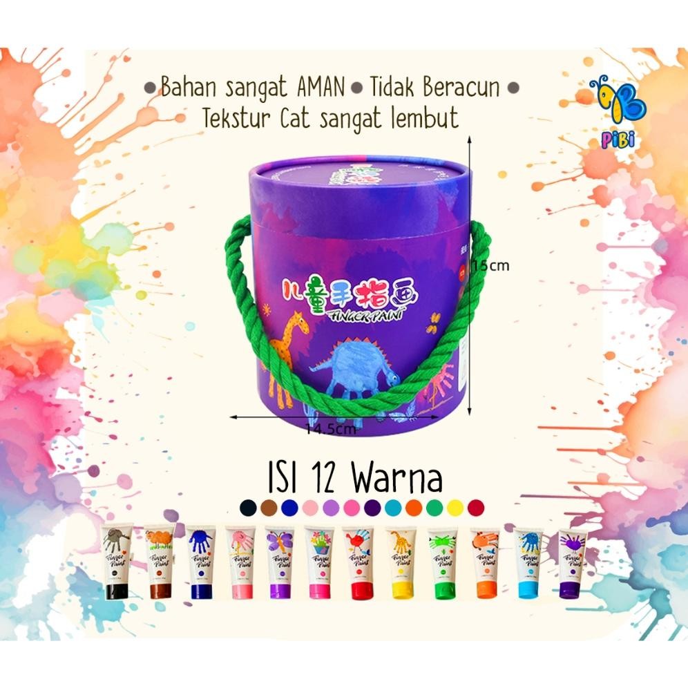 

PIBI - Hand Painting Cream Set / Finger Paint Set 12 Colour /Non Toxic Colouring / Cat Warna / Mainan Edukasi