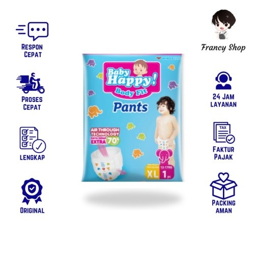 Baby Happy Pants Popok Bayi Ukuran XL Sachet 1 pcs