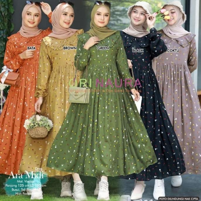 Gamis Wanita Ara Midi Dres Ori Naura H24S