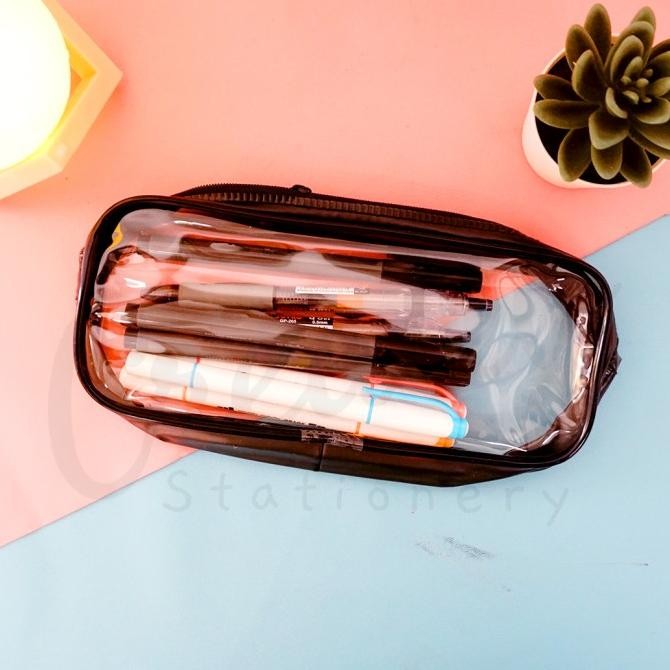 

TERMURAH - [TULIS.ID IKI ] Transparent Pencil Case Tempat Pensil Wadah Makeup Pouch