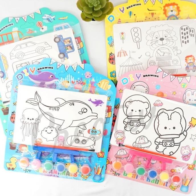 

BEBAS ONGKIR - DIY Watercolor Drawing Colouring Book Set Lukis Lengkap Cat Air