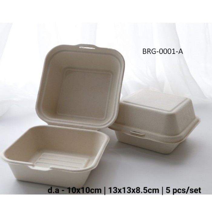 

*:*:*:*:*] BRG-0001-A Korean bento cake burger box lunch sugarcane bagasse 6