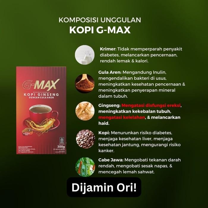 

G-Max Kopi Ginseng Gmax 1 Sachet Kopi Stamina Pria Dewasa