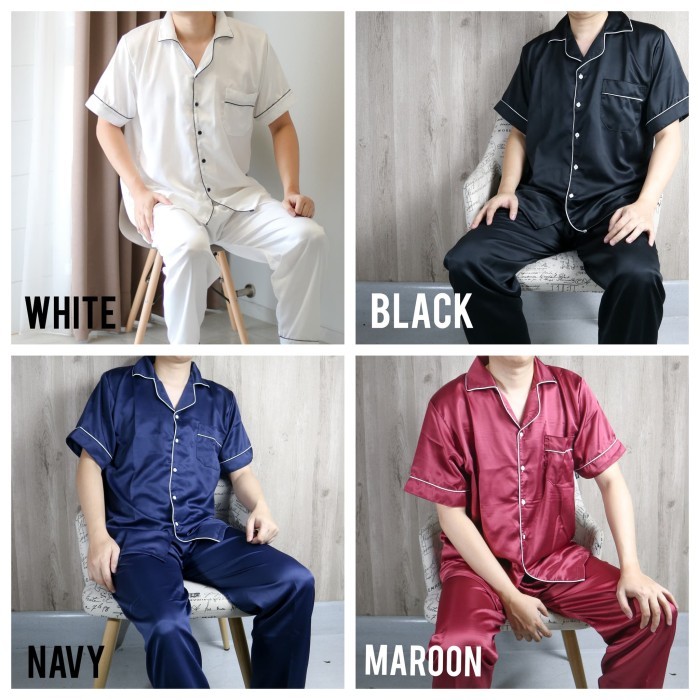 Piyama Pria satin polos / baju tidur pria satin / piyama satin polos
