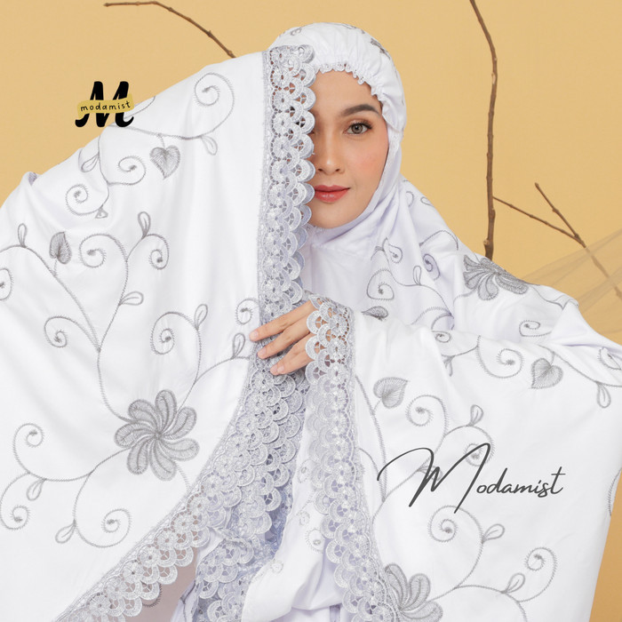 Mukena Dewasa Putih Full Bordir Renda Premium