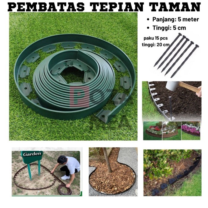 

Pembatas tepian rumput Pembatas taman panjang 5 meter Premium