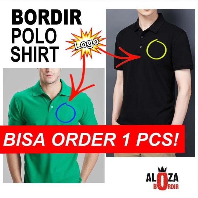KAOS POLO / KAOS KERAH / POLO SHIRT / BORDIR CUSTOM DESAIN SENDIRI - L, 1 SISI LOGO