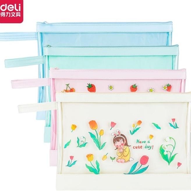 

DELI ZIPPER POUCH / POUCH KAIN / TAS DOKUMEN A4 DESAIN KARTUN LUCU