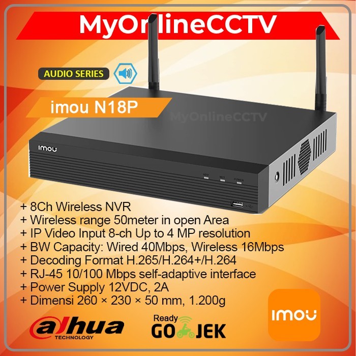 Imou NVR1108HS-W-S2 8Ch Dahua Wireless Wifi IP Camera CCTV Onvif