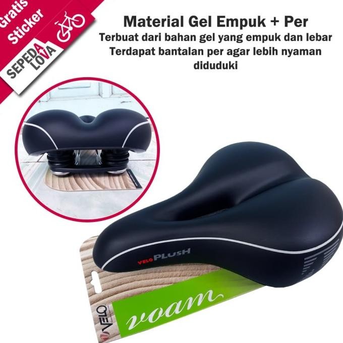 Jok Sadel Sepeda atau Saddle Velo Plush Besar Gel VL-6103E Dengan Per