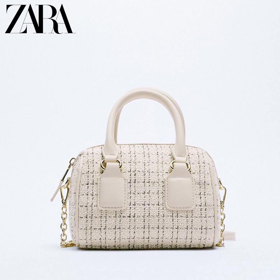 Zara Ladies Handbag Tweed Fabric Single Shoulder Messenger Bantun Bantal Bantal 16806810202 |931F173