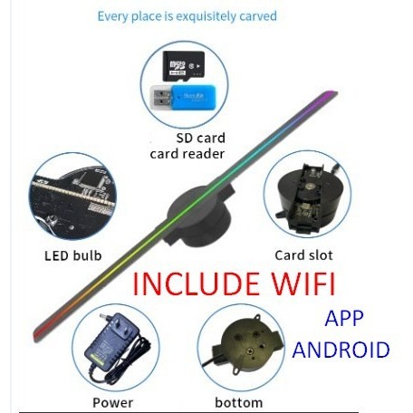 Terlaris Holographic Fan Kipas Hologram 3D Rgb Iklan Video Animasi 3 Dimensi