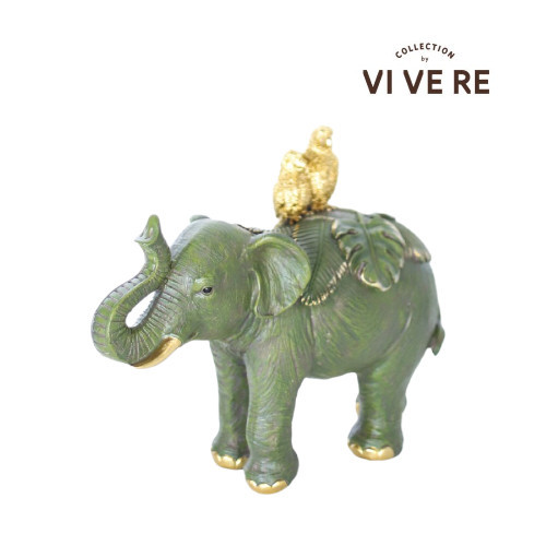 Termurah Vivere Object Deco Elephant Two Bird Green 31X24Cm - Pajangan Meja
