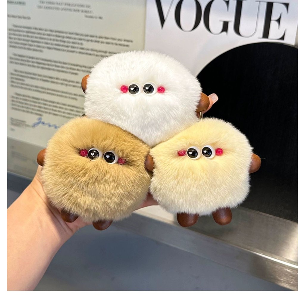 

Rabbit Fur Cute Small Van Car Key Ring Pendant Ins Plush Doll Doll and Bag Schoolbag Pendant