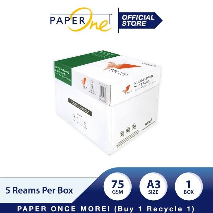 

Terlaris PP Lite Kertas A3 75gr Copier 1 Box (2500 lembar) Kertas HVS SALE