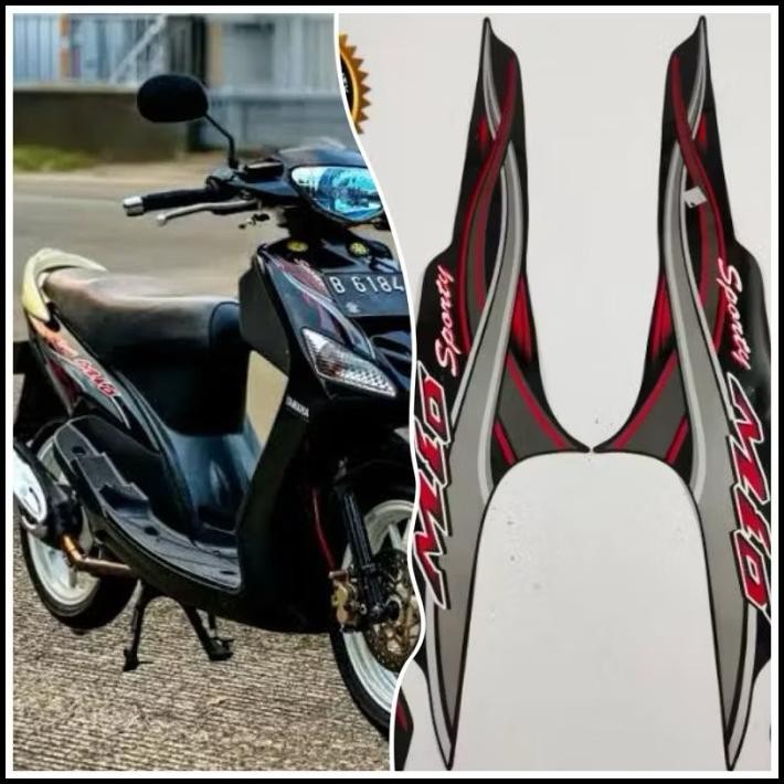 TERMURAH STIKER STRIPING LIST BODY FULL SET MOTOR YAMAHA MIO SPORTY 2005 HITAM 