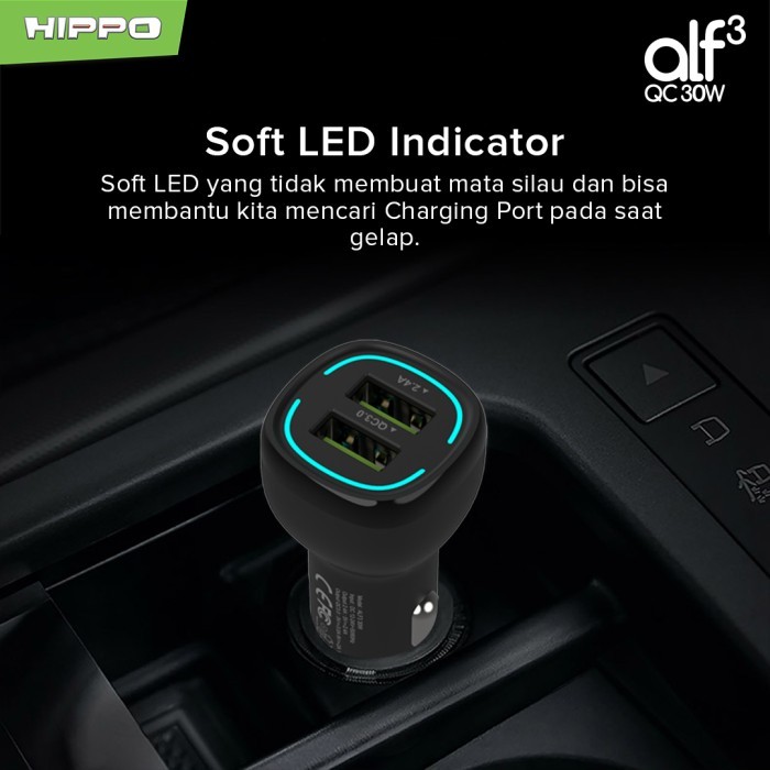Hippo Car Charger ALF 3 Quick Fast Charging Total 30 W