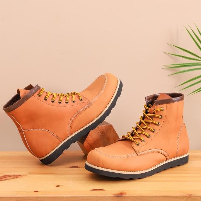 sepatu boot pria moc toe boots genuine leather kulit asli model Edgar