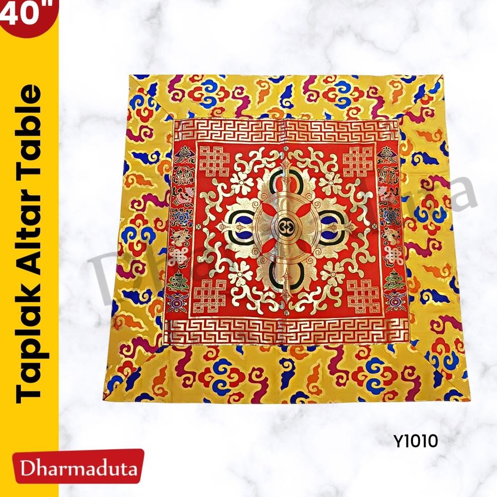 Rile Kain Taplak Meja Warna Astamanggala 1 Meter Hiasan Buddhis Tibetan