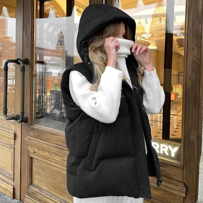 Jaket Wanita Rompi Musim Dingin, Rompi Jaket Winter Jaket Hoodie