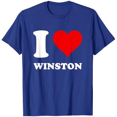 Red Heart Graphic I Love Winston T-Shirt |tPGDjbPz|