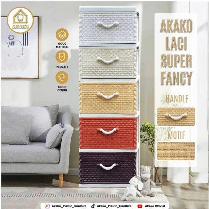 Rak Plastik/ Lemari Plastik / Lemari Baju Motif Rotan Susun 5