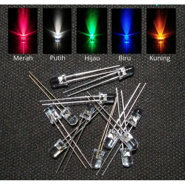 Per 1 Pcs - Lampu LED 5MM 1 Warna Lampu 5 mm Led 5mm Lampu Komponen Led Dioda Lampu Dioda