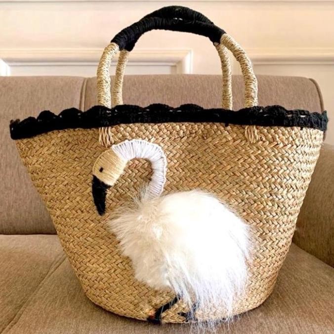 Flamingo Tote Bag Tas Anyaman Bali