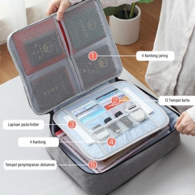 

TAS DOKUMEN ANTI AIR STORAGE BOX FILE 3 DIGIT PASSWORD TRAVEL BAG LOCK TERBATAS