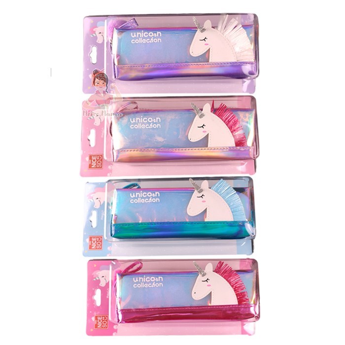 Kotak Tempat Pensil Anak Hologram Karakter Mermaid Unicorn Premium