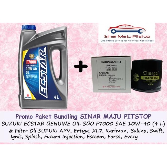 Paket Oli SGO ECSTAR 10W-40 & Filter Mobil SUZUKI APV & ERTIGA & XL7