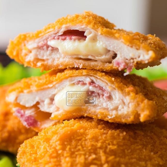 

PROMO Chicken Cordon Bleu Roku Bento isi 3 Pcs Frozen Katsu Keju dan Beef
