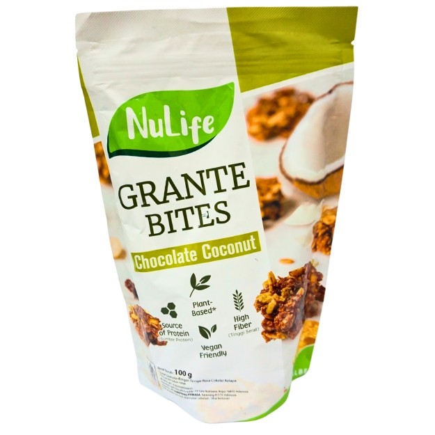 

S21620 NULIFE GRANTE BITES CHOCOLATE COCONUT GRANOLA 100GR MAJU BERSAMA (20250211)