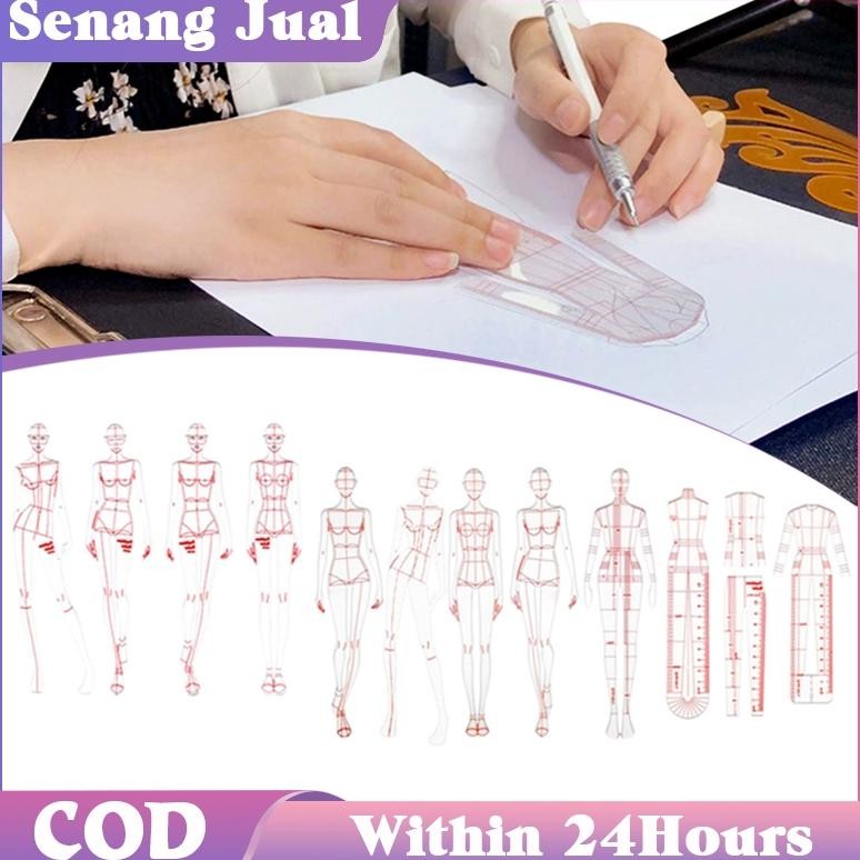 

4/9pcs Penggaris Jahit Pola Lengkap / Penggaris Cetakan Gambar / Penggaris Fashion Figure