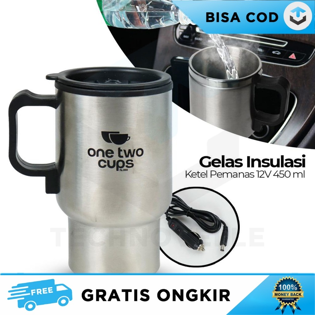 MUG GELAS PEMANAS AIR OTOMATIS PORTABLE MOBIL CIGARSOCKET IINSULASI
