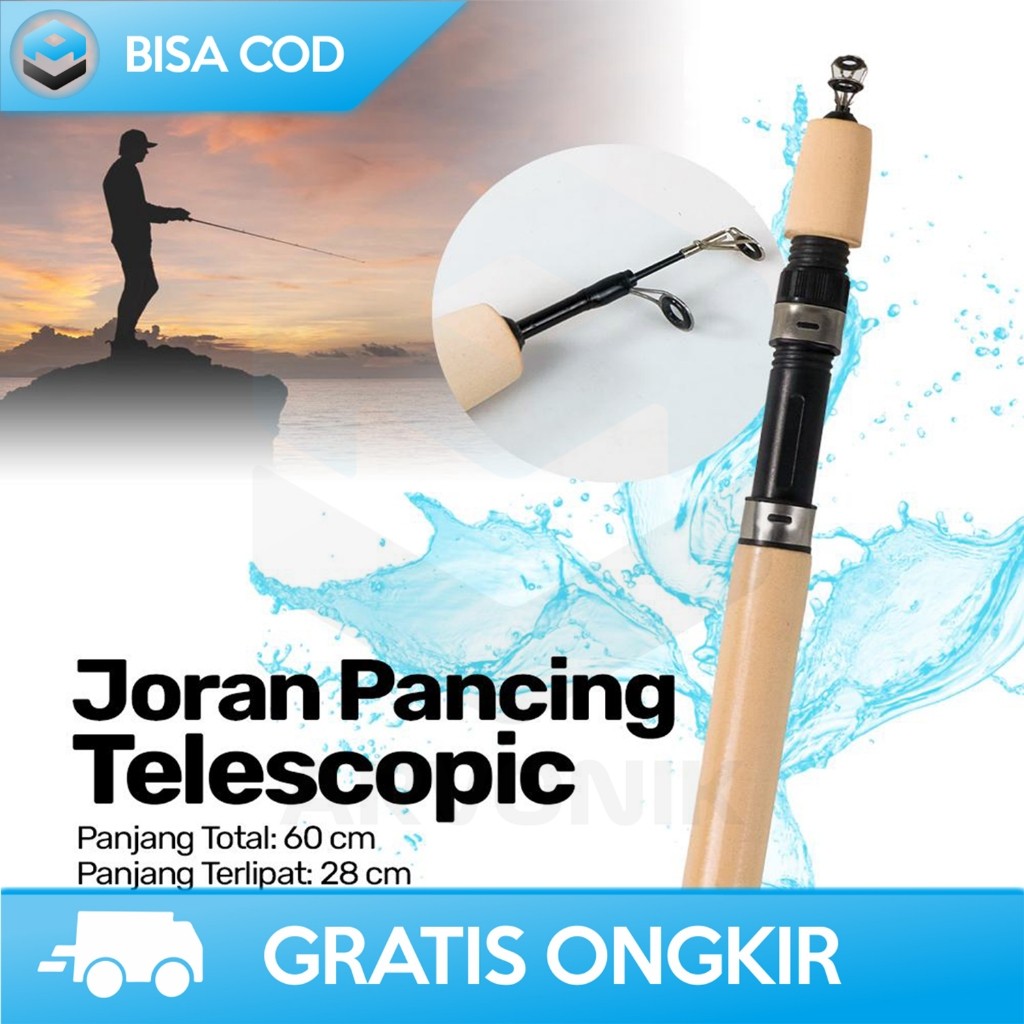 JORAN PANCING CARBON FIBER TELESKOPIK KOKOH LENTUR MURAH 60CM PORTABLE