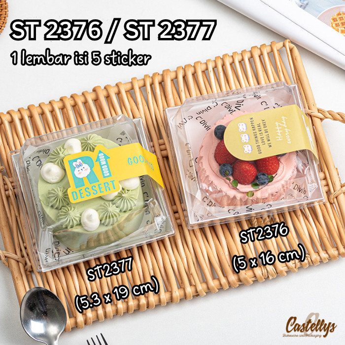 

BEBAS ONGKIR - Sticker Stiker Label ST 2376 2377 Kue Dessert Box Korean Cake Pudding