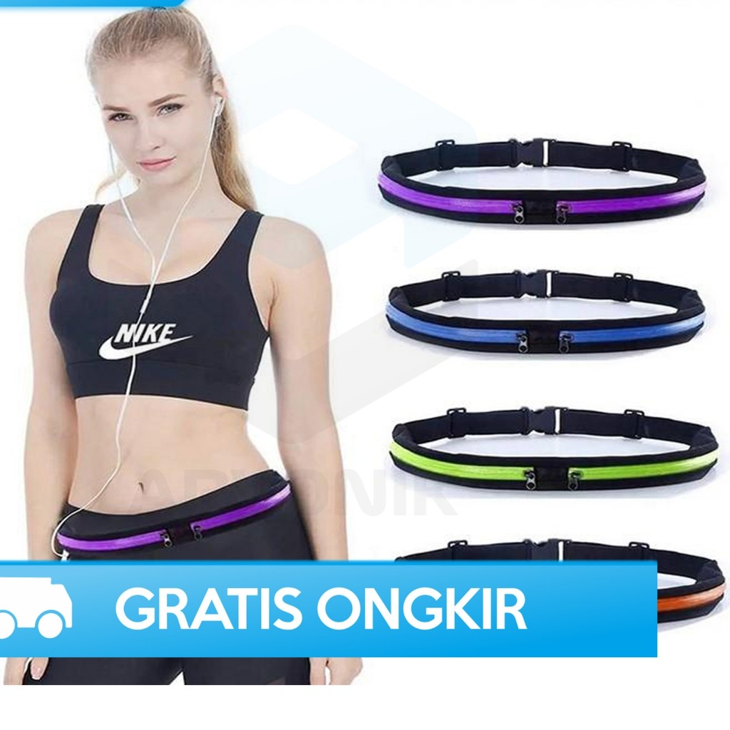 TAS OLAHRAGA PINGGANG WANITA JOGGING GYM FITNES SERBAGUNA ANTI AIR
