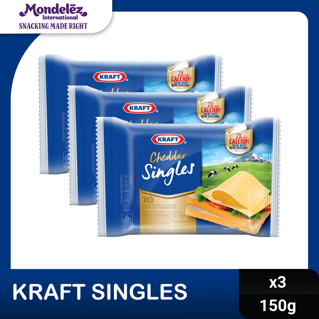 

Kraft Keju High Calcium Singles 10 Slice 150g 3x - Triple Pack - Untuk Cemilan, Topping, Burger