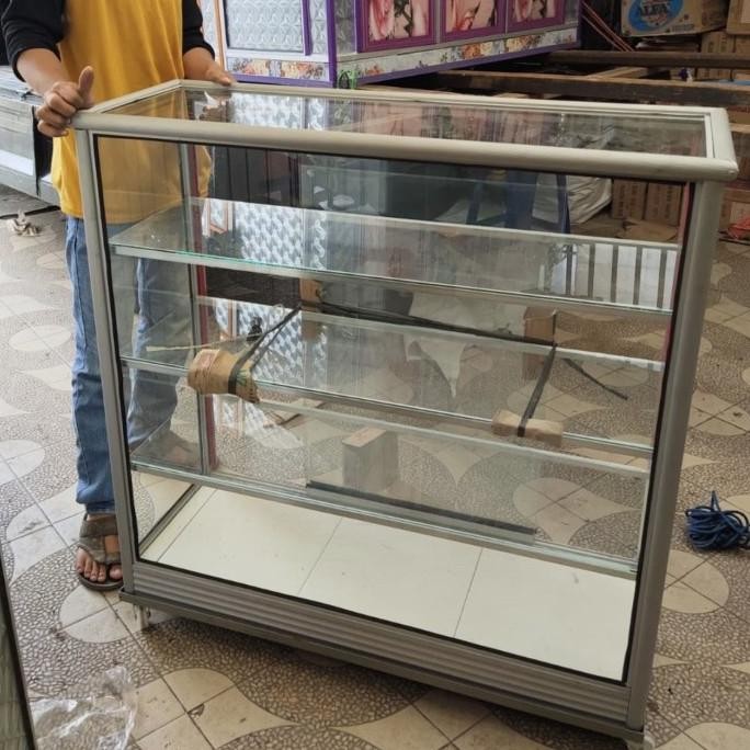 Etalase Kaca Aluminium Etalase Warung Etalase Makanan Rak Display GT