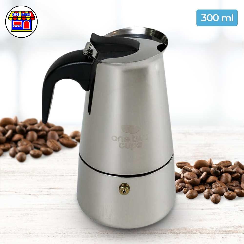 

One Two Cups Moka Pot Espresso Coffee Maker Stovetop 6 Cup 300ml - Z20