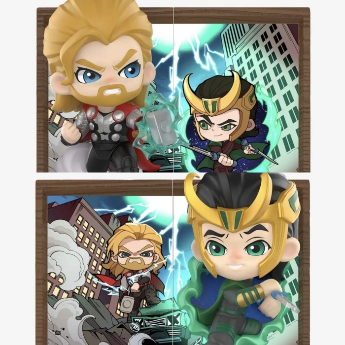 pop mart marvel photo frame - loki, vision figure