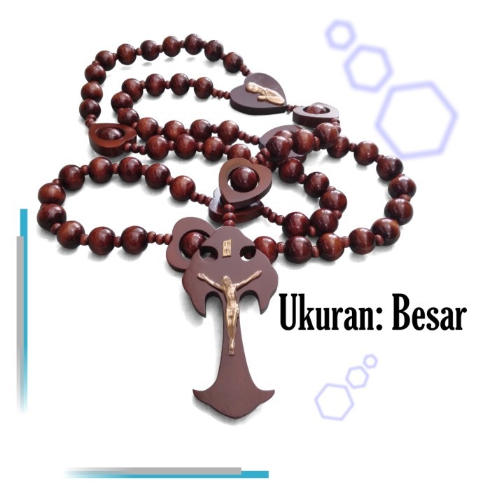 Azzatun - Rosario Dinding Manik Mote Kayu 1,5 Cm 100% Original (Ukuran Besar)