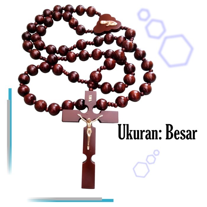 Azzatun - Rosario Dinding Manik Mote Kayu 2,5 Cm 100% Original (Ukuran Besar)